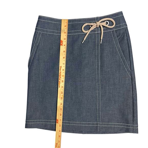 Ann Taylor Petite Heavy Knit Denim Blue Chambray Skirt Straight Stretch Size 2P - Picture 10 of 12